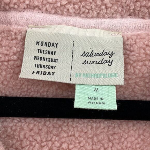Anthropologie Saturday Sunday Reversible Satin Leona Pink Hoodie Snap Fleece Jac - Picture 3 of 9